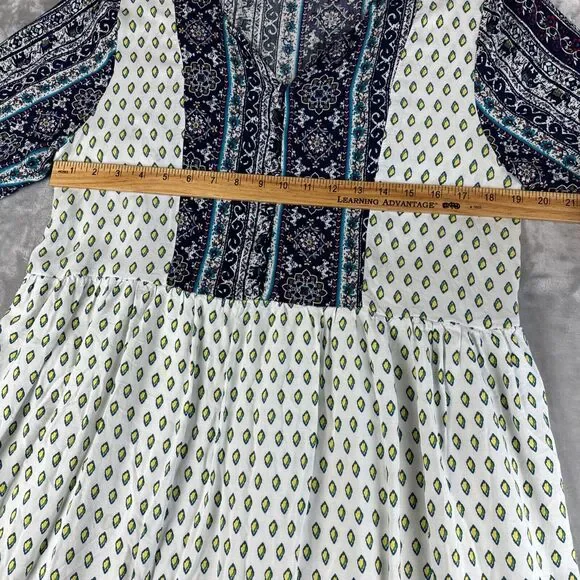 Reborn J Boho Dress Womens 1X Colorful Pattern Button Front Flowy Elephant(1003) - Picture 11 of 15